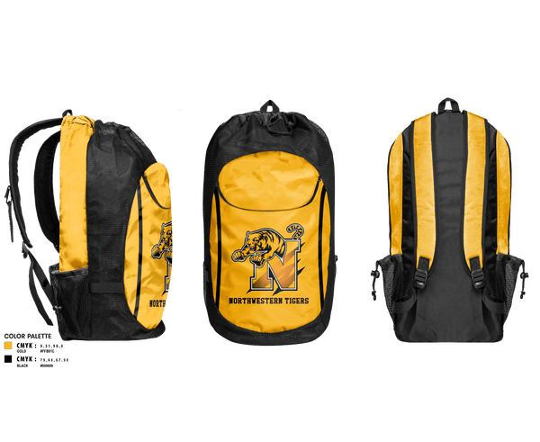 Gear Bag, Northwestern Tigers, Football, Teamtime, Team time, sublimation, custom sports apparel, team uniforms, spirit wear, spiritwear, sports uniforms, custom shirts, team store, custom team store, fundraiser sports, apparel fundraiser