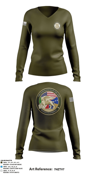 Women's Long Sleeve Vneck Shirt, , Army, Teamtime, Team time, sublimation, custom sports apparel, team uniforms, spirit wear, spiritwear, sports uniforms, custom shirts, team store, custom team store, fundraiser sports, apparel fundraiser