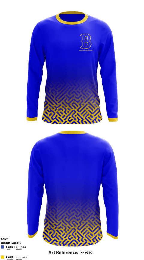Long Sleeve Performance Shirt, Blacksburg Middle School, Spirit Store, Teamtime, Team time, sublimation, custom sports apparel, team uniforms, spirit wear, spiritwear, sports uniforms, custom shirts, team store, custom team store, fundraiser sports, apparel fundraiser