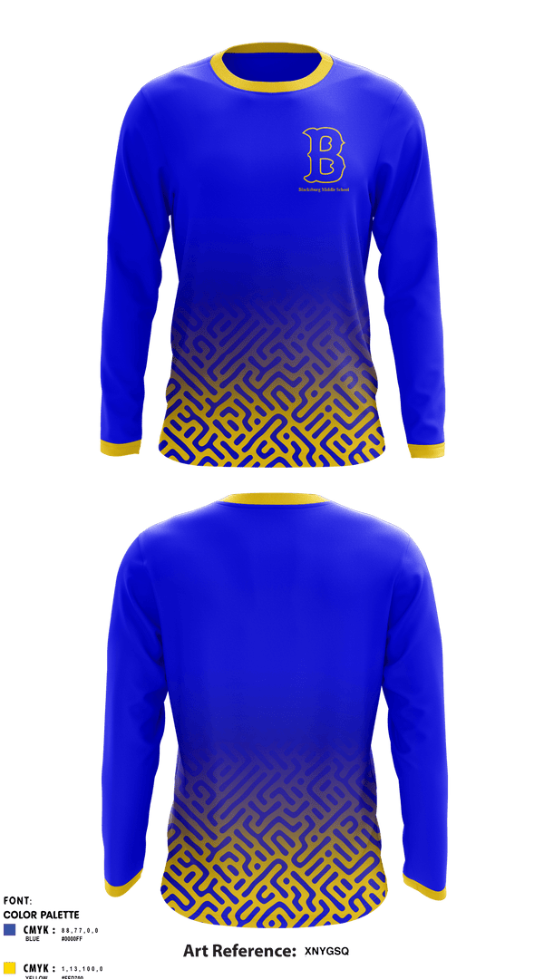 Long Sleeve Performance Shirt, Blacksburg Middle School, Spirit Store, Teamtime, Team time, sublimation, custom sports apparel, team uniforms, spirit wear, spiritwear, sports uniforms, custom shirts, team store, custom team store, fundraiser sports, apparel fundraiser
