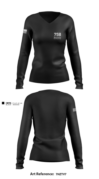 Women's Long Sleeve Vneck Shirt, 758 Maintenance Company, Army, Teamtime, Team time, sublimation, custom sports apparel, team uniforms, spirit wear, spiritwear, sports uniforms, custom shirts, team store, custom team store, fundraiser sports, apparel fundraiser