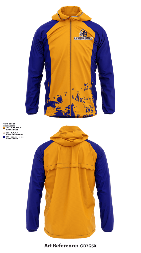 Windbreaker, George Bush High School, Spirit Store, Teamtime, Team time, sublimation, custom sports apparel, team uniforms, spirit wear, spiritwear, sports uniforms, custom shirts, team store, custom team store, fundraiser sports, apparel fundraiser