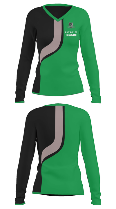 East Valley Wrestling 78019840 Women's Long Sleeve V-neck Shirt - 35