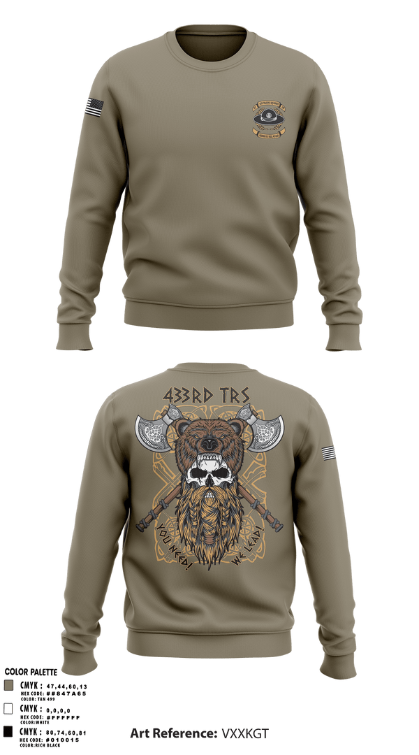Crew Neck Sweatshirt, 433 TRS, Air Force, Teamtime, Team time, sublimation, custom sports apparel, team uniforms, spirit wear, spiritwear, sports uniforms, custom shirts, team store, custom team store, fundraiser sports, apparel fundraiser