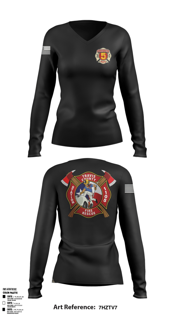 Women's Long Sleeve Vneck Shirt, , Fire Department, Teamtime, Team time, sublimation, custom sports apparel, team uniforms, spirit wear, spiritwear, sports uniforms, custom shirts, team store, custom team store, fundraiser sports, apparel fundraiser
