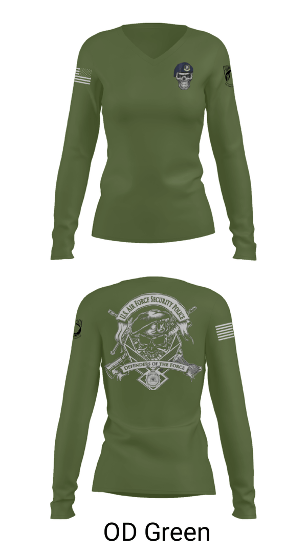 Women's Long Sleeve Vneck Shirt, , Air Force, Teamtime, Team time, sublimation, custom sports apparel, team uniforms, spirit wear, spiritwear, sports uniforms, custom shirts, team store, custom team store, fundraiser sports, apparel fundraiser