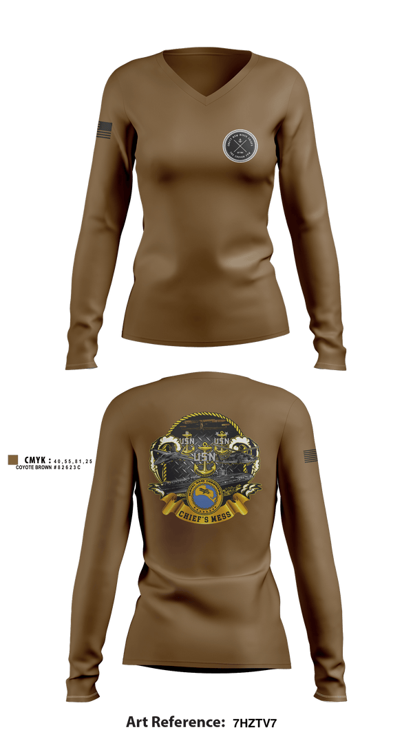 Women's Long Sleeve Vneck Shirt, CNATTU New River, Navy, Teamtime, Team time, sublimation, custom sports apparel, team uniforms, spirit wear, spiritwear, sports uniforms, custom shirts, team store, custom team store, fundraiser sports, apparel fundraiser