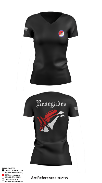 Renegades 84834398 Women's Short Sleeve V-neck Shirt - 7