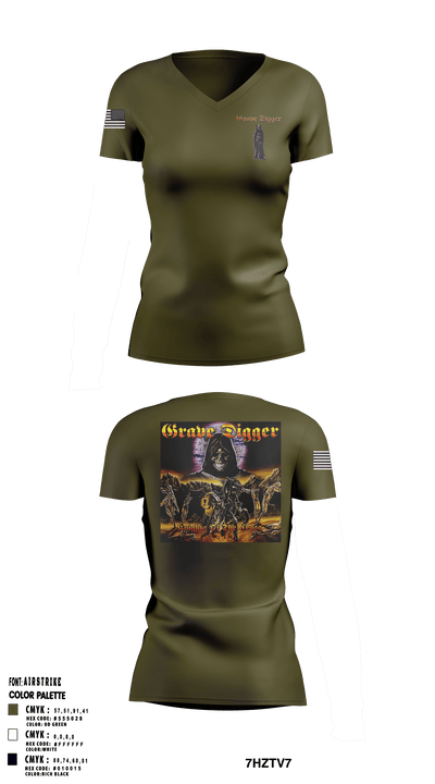 Grave digger 21039864 Women's Short Sleeve V-neck Shirt - 2