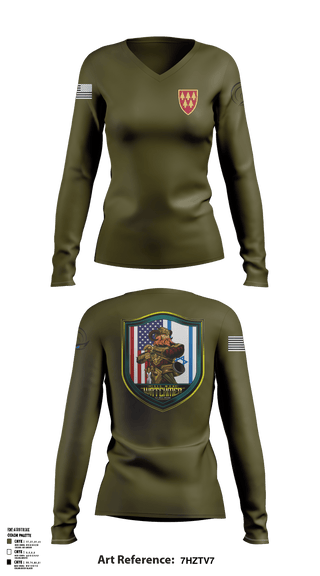 Women's Long Sleeve Vneck Shirt, 13TH Missile Defense Battery, , Teamtime, Team time, sublimation, custom sports apparel, team uniforms, spirit wear, spiritwear, sports uniforms, custom shirts, team store, custom team store, fundraiser sports, apparel fundraiser