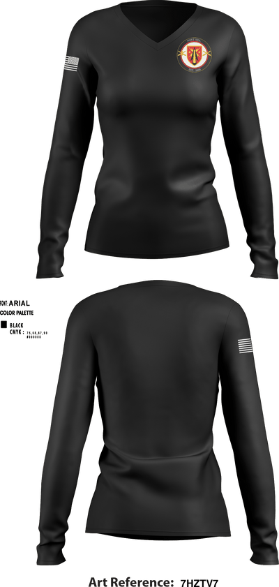 USAG Fort Sill 33635328 Women's Long Sleeve V-neck Shirt - 1