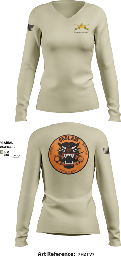 HHC 1-635TH AR 81955696 Women's Long Sleeve V-neck Shirt - 5