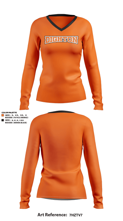 Dighton High School 76298618 Women's Long Sleeve V-neck Shirt - 3