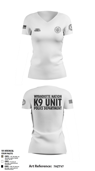 K9 Unit 27578074 Women's Short Sleeve V-neck Shirt - 5