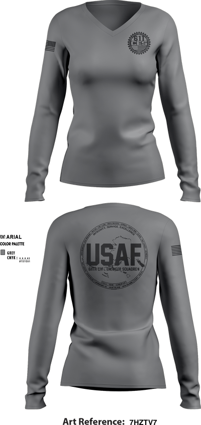 611 CES 65338274 Women's Long Sleeve V-neck Shirt - 5