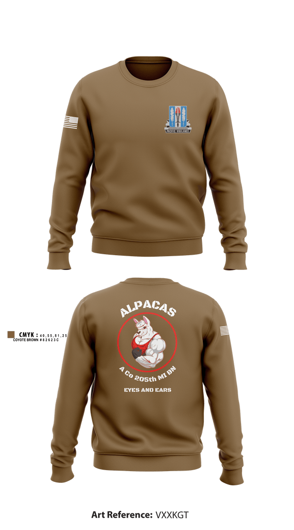Crew Neck Sweatshirt, Alpha Company 205th MI BN, Army, Teamtime, Team time, sublimation, custom sports apparel, team uniforms, spirit wear, spiritwear, sports uniforms, custom shirts, team store, custom team store, fundraiser sports, apparel fundraiser