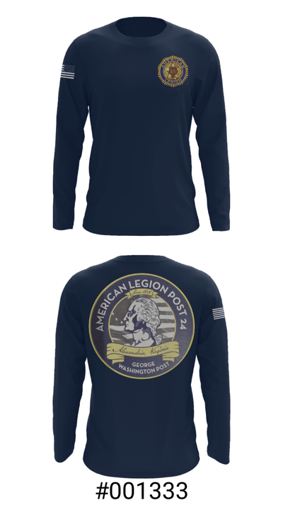 American Legion Post 24 66493218 Long Sleeve Performance Shirt - 18