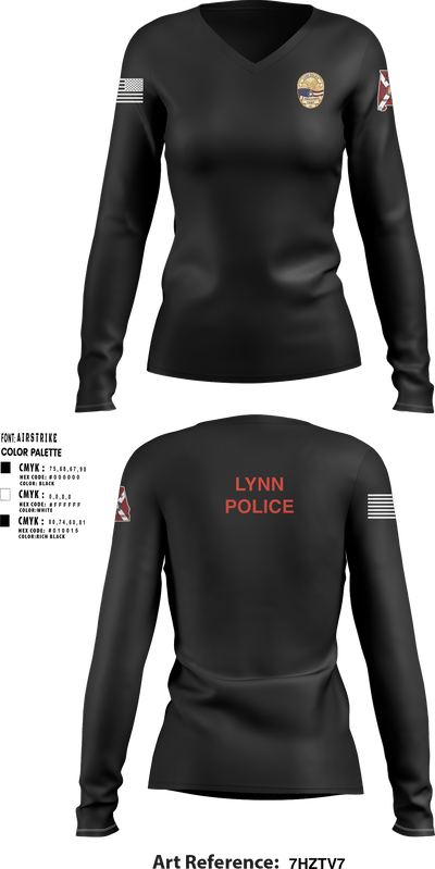 Lynn Police Department 639749293 Women's Long Sleeve V-neck Shirt - 2