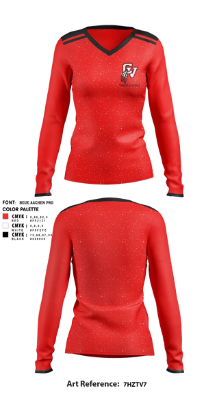 Women's Long Sleeve Vneck Shirt, Big Reds, Track & Field, Teamtime, Team time, sublimation, custom sports apparel, team uniforms, spirit wear, spiritwear, sports uniforms, custom shirts, team store, custom team store, fundraiser sports, apparel fundraiser