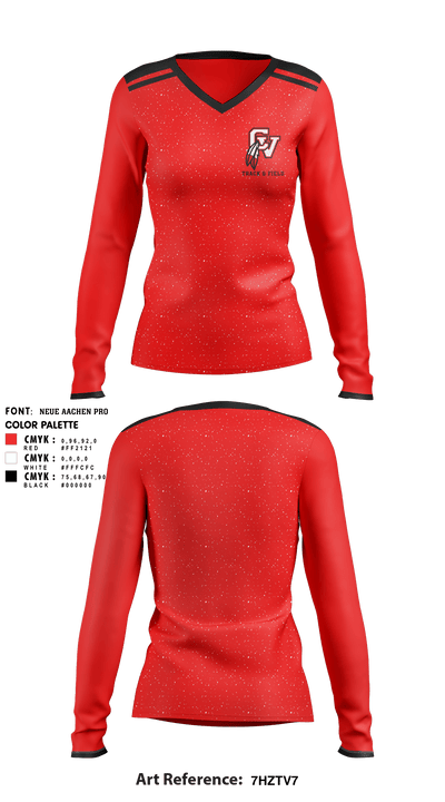 Big Reds 457839852 Women's Long Sleeve V-neck Shirt - 1