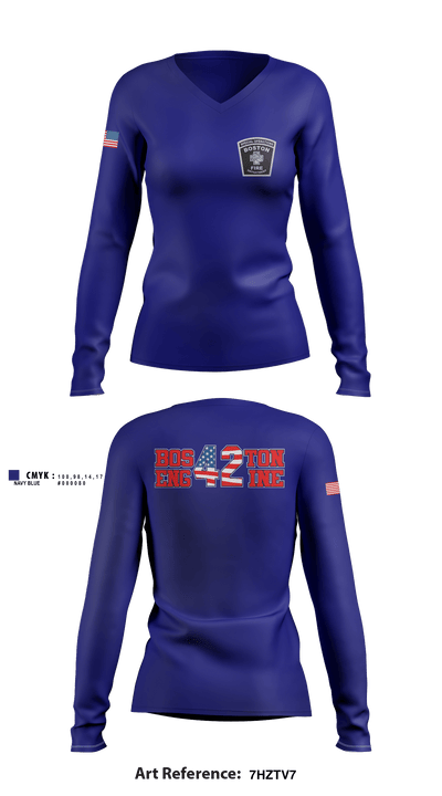 Boston Fire Department Engine-42 59280094 Women's Long Sleeve V-neck Shirt - 3