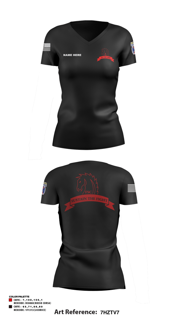 Women's Short Sleeve Vneck Shirt, Echo FSC Stampede 7th Eng, Army, Teamtime, Team time, sublimation, custom sports apparel, team uniforms, spirit wear, spiritwear, sports uniforms, custom shirts, team store, custom team store, fundraiser sports, apparel fundraiser