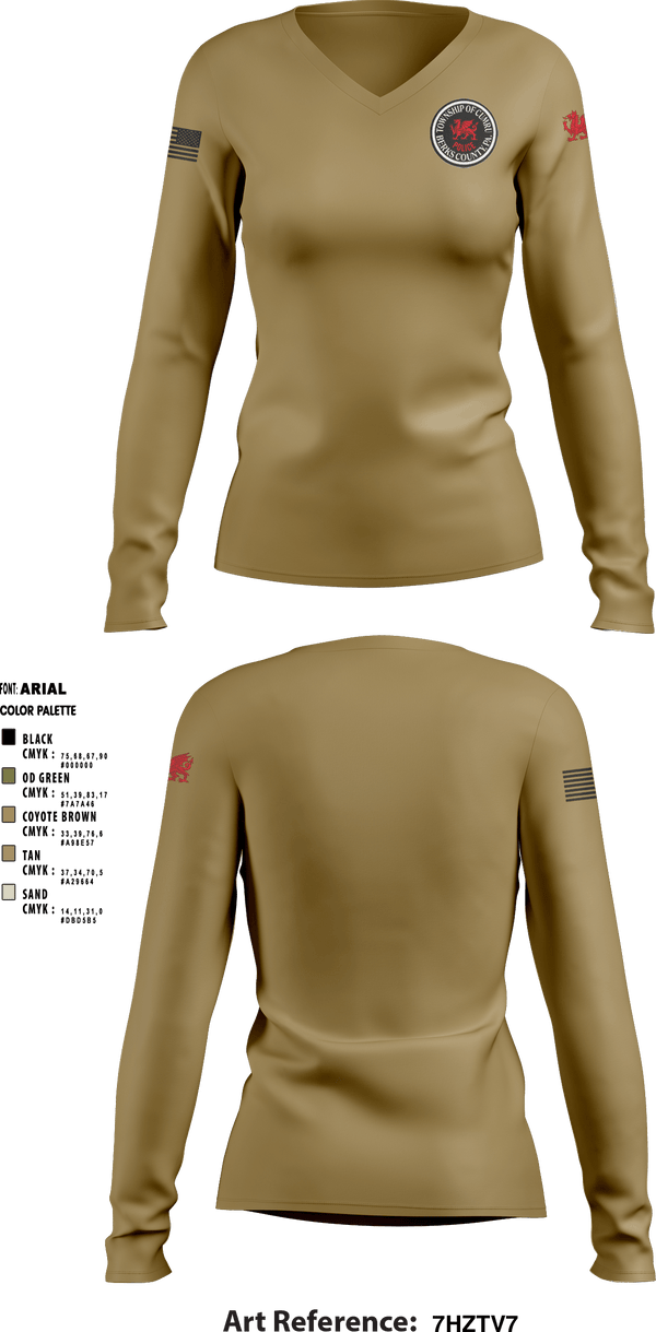 Women's Long Sleeve Vneck Shirt, , Police, Teamtime, Team time, sublimation, custom sports apparel, team uniforms, spirit wear, spiritwear, sports uniforms, custom shirts, team store, custom team store, fundraiser sports, apparel fundraiser