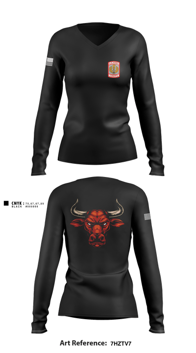 Bravo Bulls 3714911 Women's Long Sleeve V-neck Shirt - 1