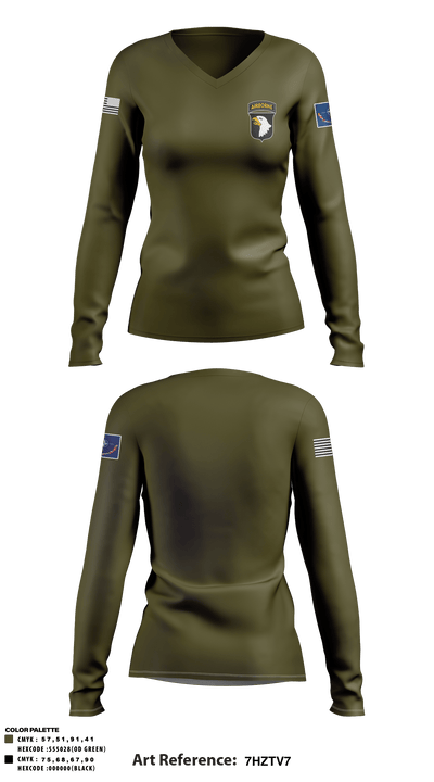 101st 77031611 Women's Long Sleeve V-neck Shirt - 1