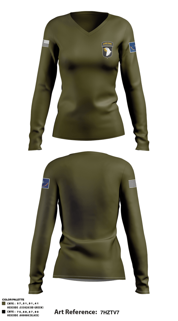 Women's Long Sleeve Vneck Shirt, , Army, Teamtime, Team time, sublimation, custom sports apparel, team uniforms, spirit wear, spiritwear, sports uniforms, custom shirts, team store, custom team store, fundraiser sports, apparel fundraiser