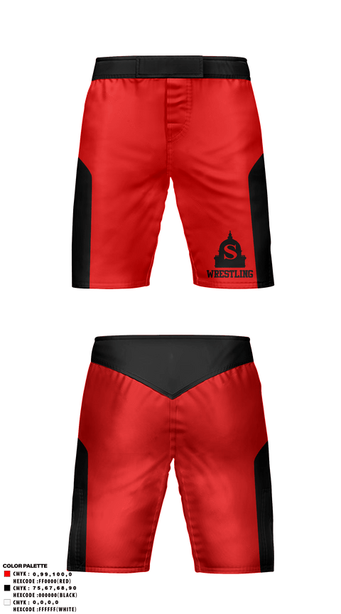 Fight Shorts, Springfield High School Wrestling, Wrestling, Teamtime, Team time, sublimation, custom sports apparel, team uniforms, spirit wear, spiritwear, sports uniforms, custom shirts, team store, custom team store, fundraiser sports, apparel fundraiser