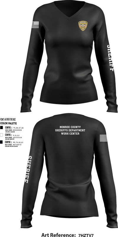 Monroe County Work Center 21417858 Women's Long Sleeve V-neck Shirt - 4