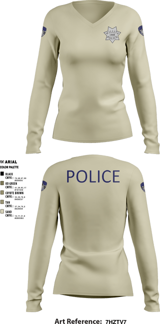 Women's Long Sleeve Vneck Shirt, Willits Little Lake JRTF, Police, Teamtime, Team time, sublimation, custom sports apparel, team uniforms, spirit wear, spiritwear, sports uniforms, custom shirts, team store, custom team store, fundraiser sports, apparel fundraiser