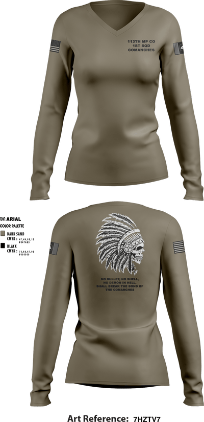 113th MP Company 24456487 Women's Long Sleeve V-neck Shirt - 3