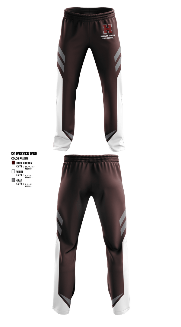 Sweatpants, Havana Junior High School, Spirit Store, Teamtime, Team time, sublimation, custom sports apparel, team uniforms, spirit wear, spiritwear, sports uniforms, custom shirts, team store, custom team store, fundraiser sports, apparel fundraiser