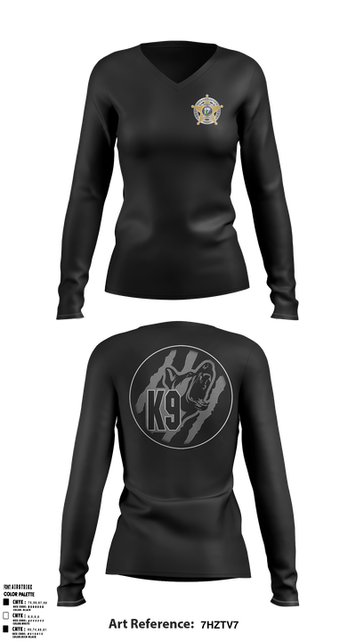 Wayne County K9 Team 22596021 Women's Long Sleeve V-neck Shirt - 49
