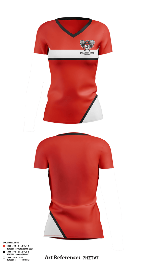 Women's Short Sleeve Vneck Shirt, Wellesley Girls Tennis, Tennis, Teamtime, Team time, sublimation, custom sports apparel, team uniforms, spirit wear, spiritwear, sports uniforms, custom shirts, team store, custom team store, fundraiser sports, apparel fundraiser
