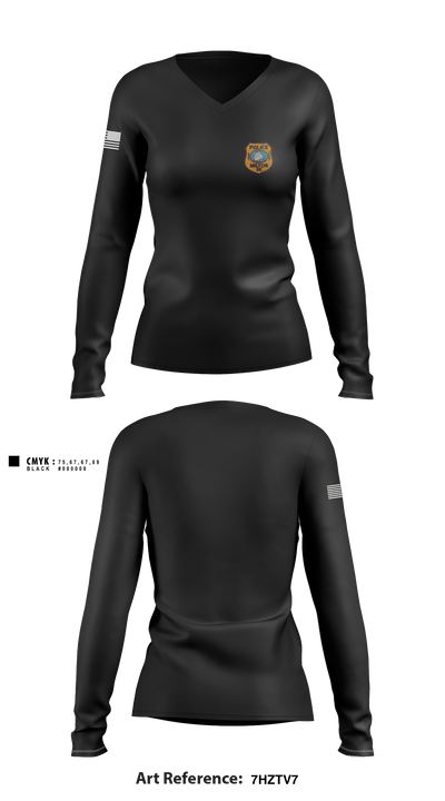 Milton Police Department 34508245 Women's Long Sleeve V-neck Shirt - 3