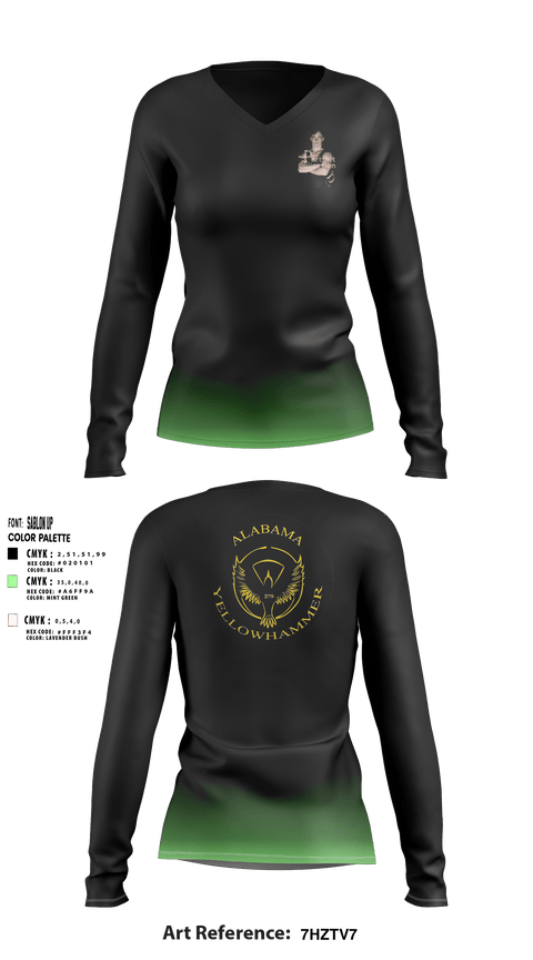 Women's Long Sleeve Vneck Shirt, Alabama Yellowhammer Camp579, , Teamtime, Team time, sublimation, custom sports apparel, team uniforms, spirit wear, spiritwear, sports uniforms, custom shirts, team store, custom team store, fundraiser sports, apparel fundraiser
