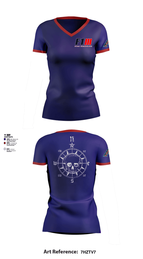 Women's Short Sleeve Vneck Shirt, F1 Home Remodeling, , Teamtime, Team time, sublimation, custom sports apparel, team uniforms, spirit wear, spiritwear, sports uniforms, custom shirts, team store, custom team store, fundraiser sports, apparel fundraiser