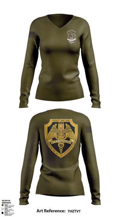 566 MCAS 1040274 Women's Long Sleeve V-neck Shirt - 63