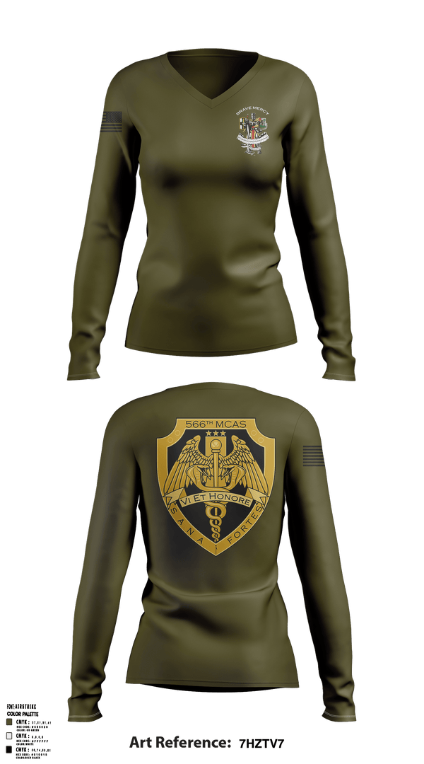 Women's Long Sleeve Vneck Shirt, 566 MCAS, Army, Teamtime, Team time, sublimation, custom sports apparel, team uniforms, spirit wear, spiritwear, sports uniforms, custom shirts, team store, custom team store, fundraiser sports, apparel fundraiser