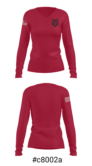 Women's Long Sleeve Vneck Shirt, Wolf’s Transportation, , Teamtime, Team time, sublimation, custom sports apparel, team uniforms, spirit wear, spiritwear, sports uniforms, custom shirts, team store, custom team store, fundraiser sports, apparel fundraiser