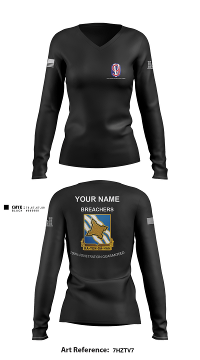 1-390TH TRAINING REGIMENT BRAVO COMPANY 46848242 Women's Long Sleeve V-neck Shirt - 2