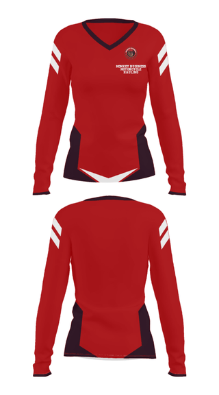 Women's Long Sleeve Vneck Shirt, Monkey Business Motorcycle Hauling, , Teamtime, Team time, sublimation, custom sports apparel, team uniforms, spirit wear, spiritwear, sports uniforms, custom shirts, team store, custom team store, fundraiser sports, apparel fundraiser