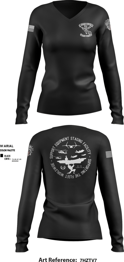 STAGING FACILITY 22010365 Women's Long Sleeve V-neck Shirt - 5