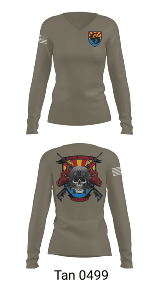 Women's Long Sleeve Vneck Shirt, , Army, Teamtime, Team time, sublimation, custom sports apparel, team uniforms, spirit wear, spiritwear, sports uniforms, custom shirts, team store, custom team store, fundraiser sports, apparel fundraiser