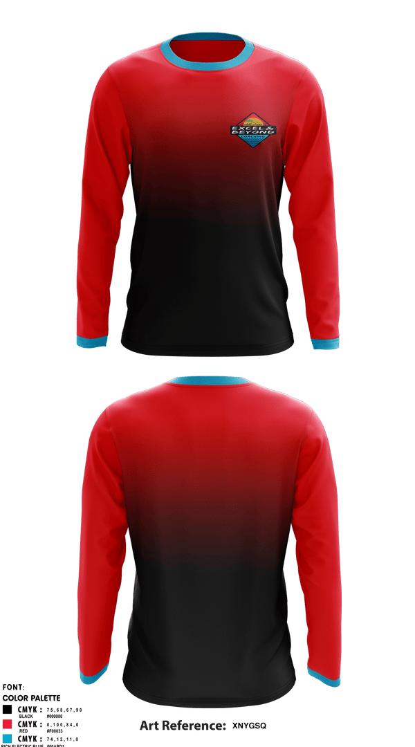 Long Sleeve Performance Shirt, Excel & Beyond Coaching, Cycling, Teamtime, Team time, sublimation, custom sports apparel, team uniforms, spirit wear, spiritwear, sports uniforms, custom shirts, team store, custom team store, fundraiser sports, apparel fundraiser