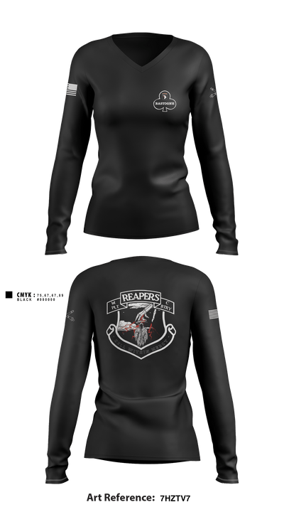 C Btry 2-32 FAR 54582520 Women's Long Sleeve V-neck Shirt - 1