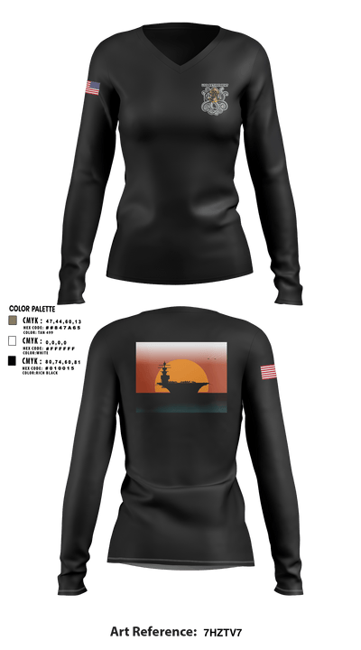 USS Retirement 63512088 Women's Long Sleeve V-neck Shirt - 3
